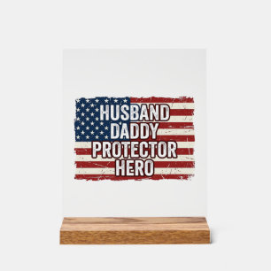 T-shirt drapeau de héros protecteur Papa mari patr