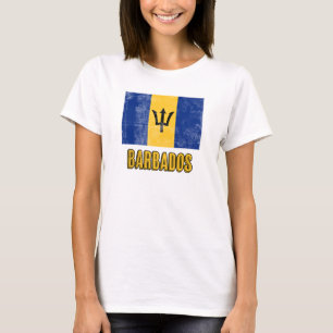 T-shirt Drapeau de la Barbade "Grunge" look.