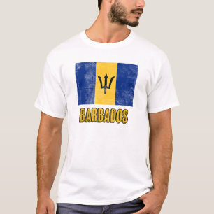 T-shirt Drapeau de la Barbade "Grunge" look.