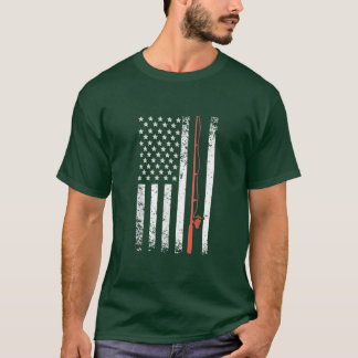 T-shirt Drapeau de la canne de pêche américaine Pêcheur