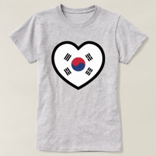 T-shirt Drapeau de la Corée du Sud Cœur