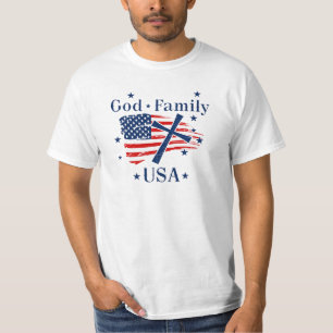 T-shirt Drapeau de la famille Dieu USA