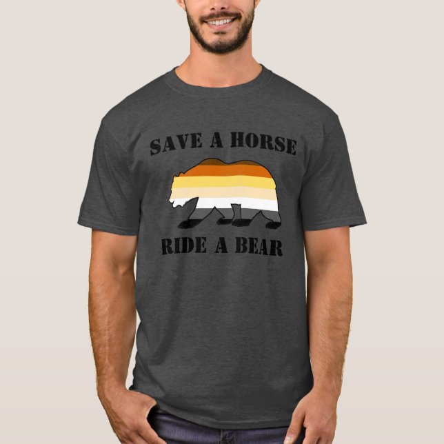 T-shirt Drapeau De La Fierté De L'Ours Enregistrer Un Chev (Devant)