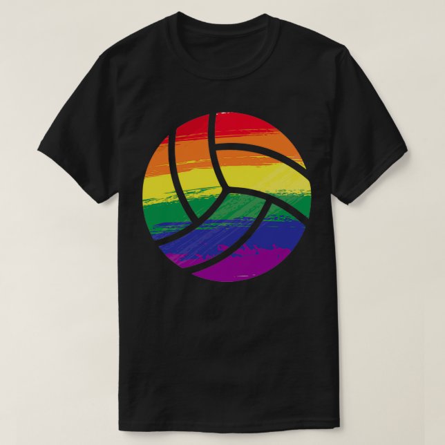 T-shirt drapeau de la Fierté de volleyball 2 (Design devant)