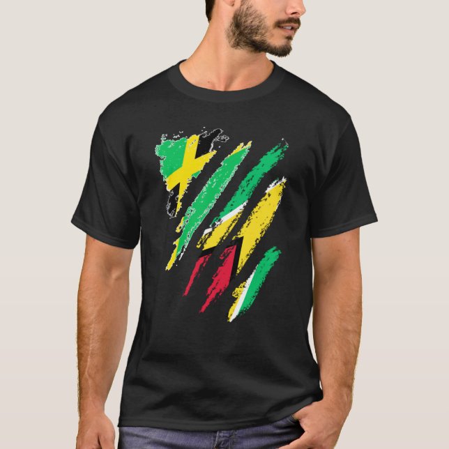T-shirt Drapeau de la Jamaïque Guyana Gros Patriot Country (Devant)