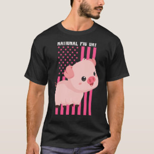 T-shirt Drapeau de la Journée nationale du porc rose