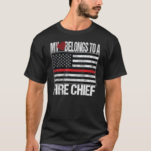 T-shirt Drapeau de la ligne rouge - Mon coeur appartient à (Devant)