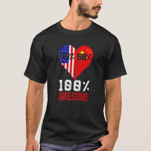 T-shirt Drapeau de la moitié américaine moitié chinoise Co