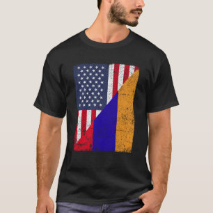 T-shirt Drapeau de la moitié des États-Unis Drapeau de la 