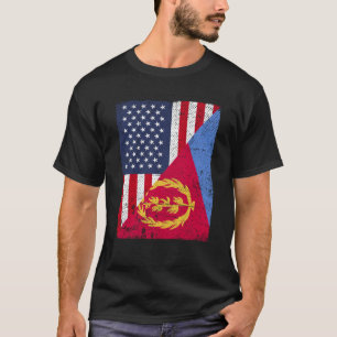 T-shirt Drapeau de la moitié des États-Unis Drapeau de l'É