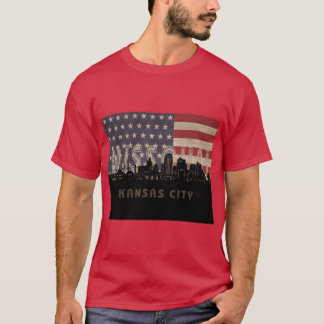 T-shirt drapeau de la skyline de kansas city
