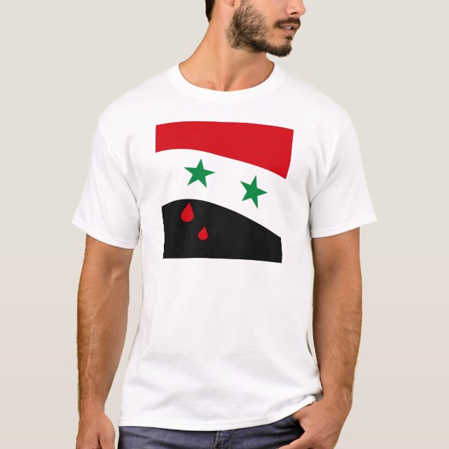 T-shirt Drapeau de la Syrie ondulant avec les larmes (Devant)