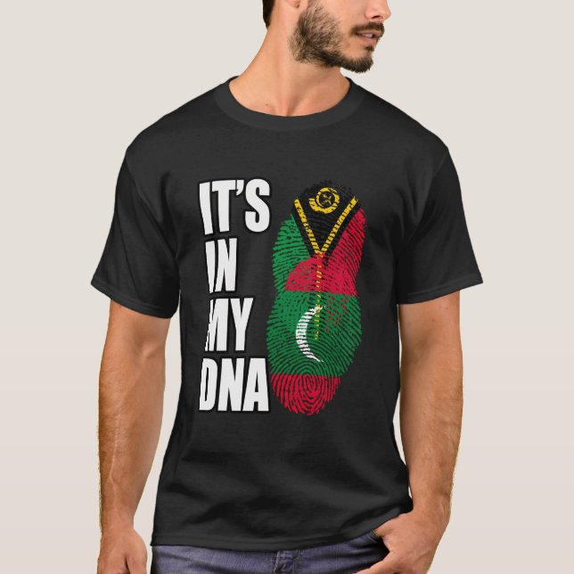 T-shirt Drapeau De L'Adn Patrimoine De Vanuatu Et Des Mald (Devant)