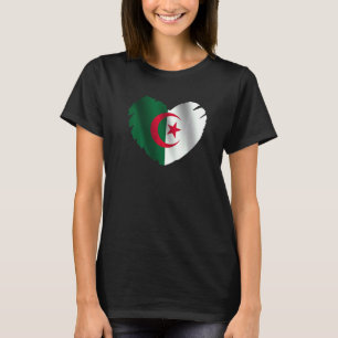 T-shirt Drapeau de l'Algérie en forme de cœur algérien Alg