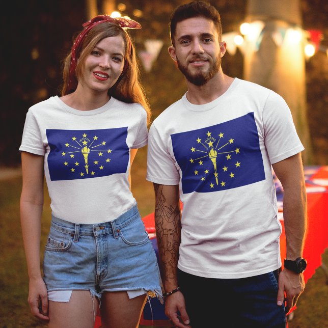 T-shirt Drapeau de l'état de l'Indiana bleu & or (State Flag of Indiana Unisex T-Shirt)