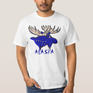 T-shirt drapeau de l'état de wapiti de l'Alaska valeur per
