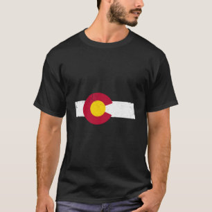 T-shirt Drapeau de l'État du Colorado Coloré en Façon Usée
