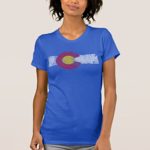 T-shirt Drapeau de l'Etat du Fade vintage Colorado coloré