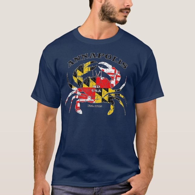 T-shirt Drapeau de l'État du Maryland d'Annapolis Pêche de (Devant)