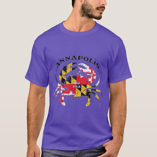 T-shirt Drapeau de l'État du Maryland d'Annapolis Pêche de (Devant)