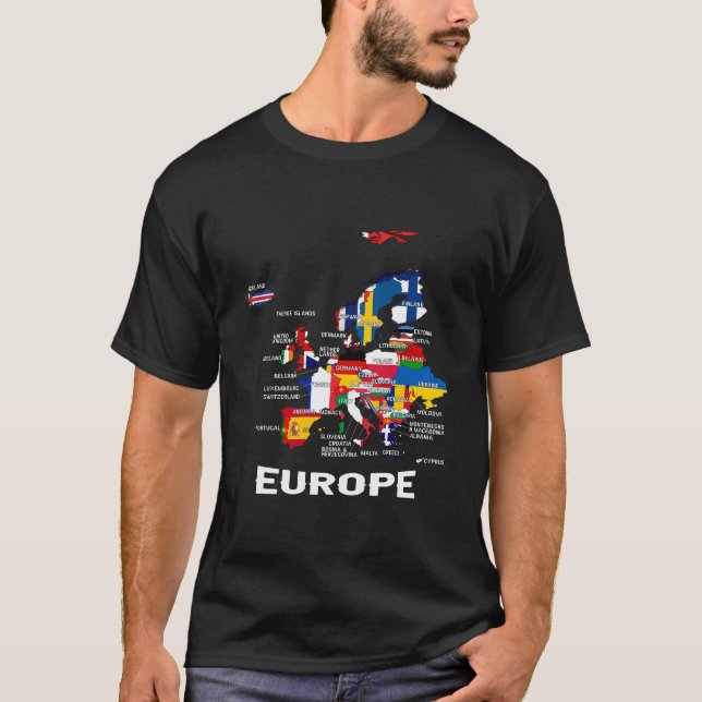 T-shirt Drapeau De L'Europe Drapeaux Européens Carte De L' (Devant)