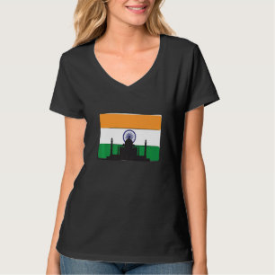 T-shirt Drapeau de l'Inde avec la skyline du Taj Mahal d'A