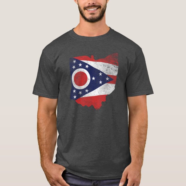 T-shirt Drapeau de l'Ohio porté (Devant)