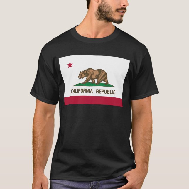 T-shirt Drapeau de l'ours de Californie : État de Cali Gol (Devant)