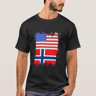 T-shirt Drapeau de Norvège États-Unis d'Amérique Racines n