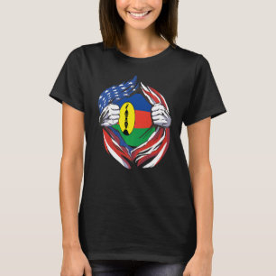 T-shirt Drapeau de Nouvelle-Calédonie Américain Fier de Mo