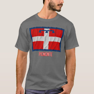 T-shirt Drapeau de ondulation de Piemonte avec le nom