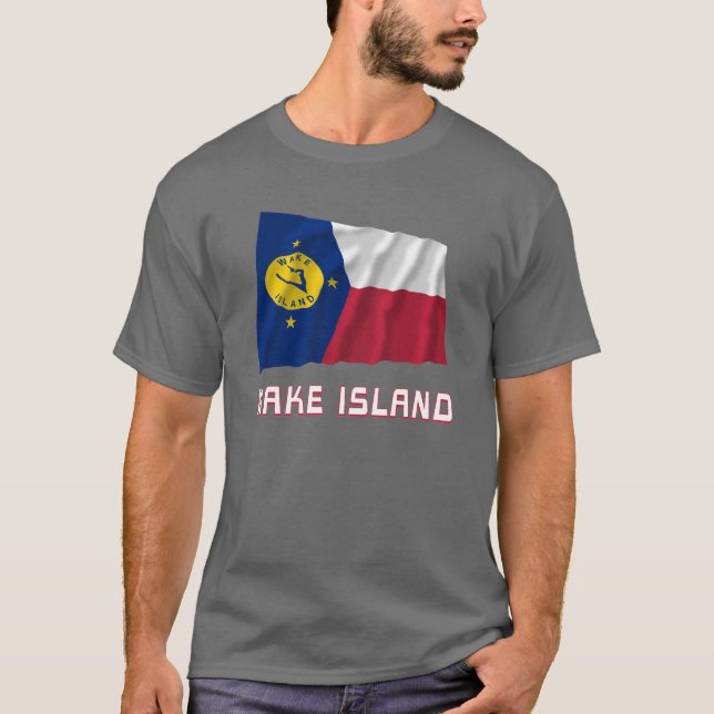 T-shirt Drapeau de ondulation d'île de sillage avec le nom (Devant)