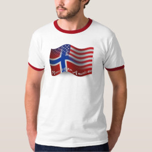 T-shirt Drapeau de ondulation Norvégien-Américain