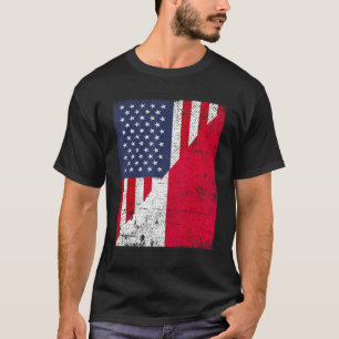 T-shirt Drapeau de pays moitié USA moitié Pologne