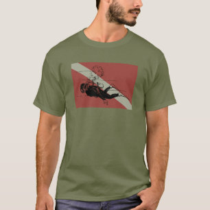 T-shirt Drapeau de plongée avec illustration de plongeur r