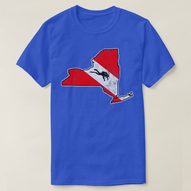 T-shirt Drapeau de plongée de New York Plongée Carte d'éta (Design devant)