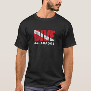 T-shirt Drapeau de plongée rétro Galapagos Plongeur Scuba