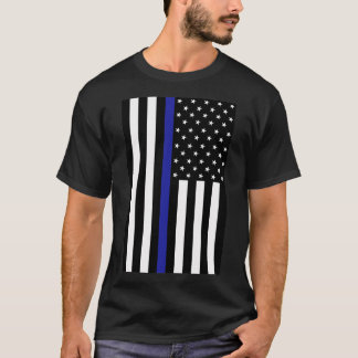 T-shirt Drapeau de police de la Ligne Bleue Mince 2