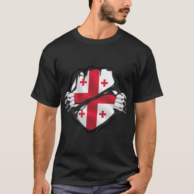 T-shirt Drapeau de racines pures géorgiennes noir pour vot (Devant)
