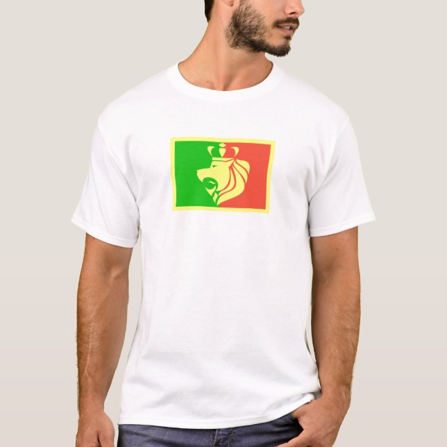 T-shirt Drapeau de reggae de Rasta avec le lion couronné (Devant)