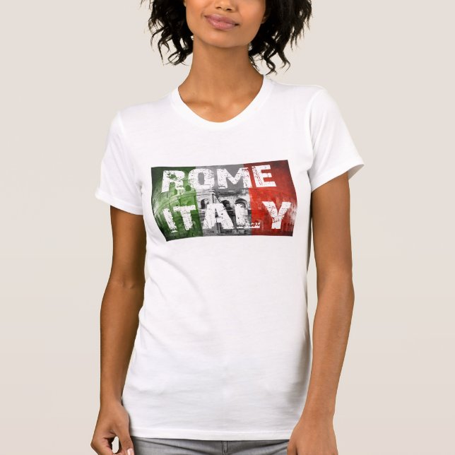 T-shirt Drapeau de Rome Italie au-dessus de Colisé (Devant)