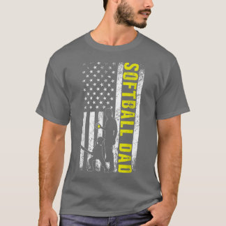 T-shirt Drapeau de softball DAD USA Père du joueur de soft