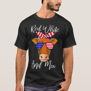 T-shirt Drapeau de vache patriotique blanc rouge et moo 4°