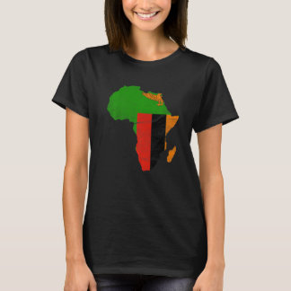 T-shirt Drapeau de Zambie Afrique Continent Silhouette Cad