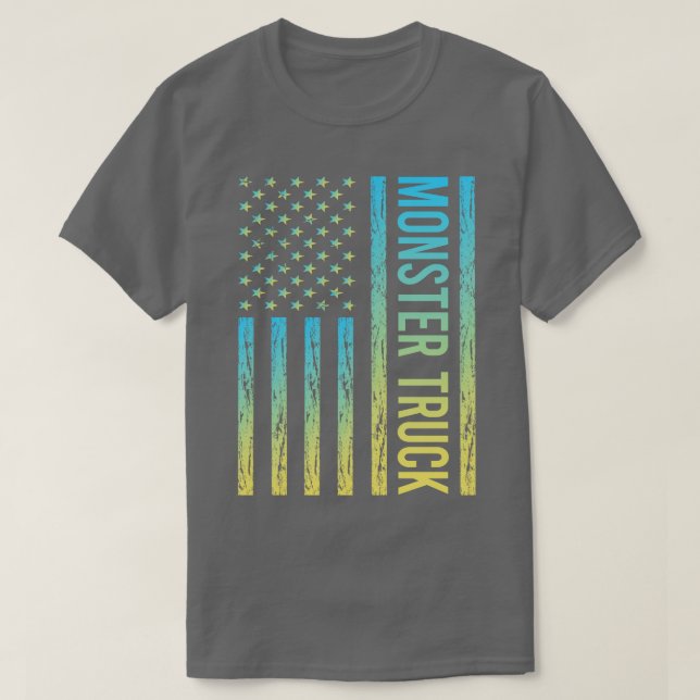 T-shirt Drapeau dégradant 02 Camions Monster Truck (Design devant)