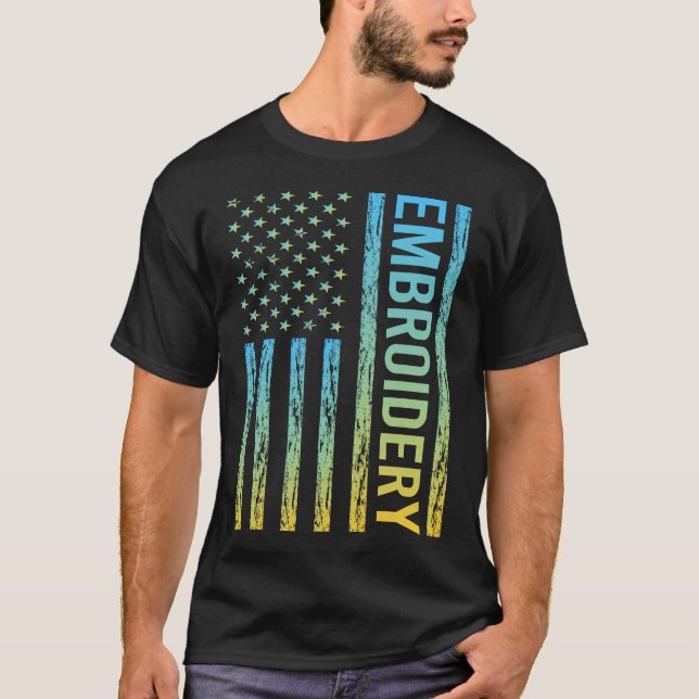 T-shirt Drapeau dégradé 02 Broderie Broderie Broderie Brod (Devant)