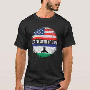 T-shirt Drapeau Demi-Américain Basotho USA Lesotho