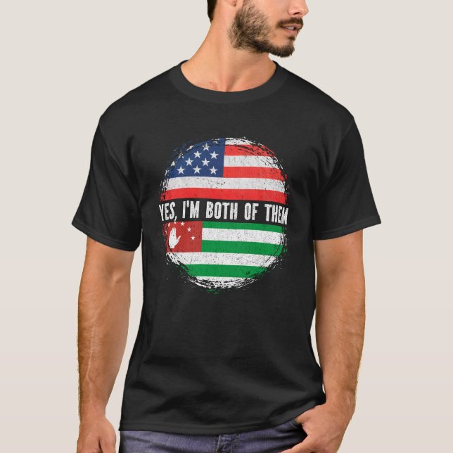 T-shirt Drapeau Demi-Américain Demi-Abkhazie Etats-Unis Ab (Devant)