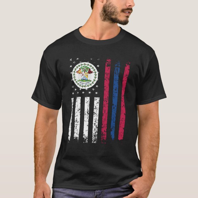 T-shirt Drapeau demi-bélizien demi-américain Belize USA (Devant)