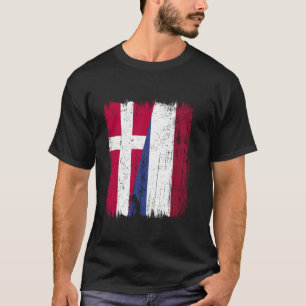 T-shirt Drapeau demi Danemark Hollande Patrimoine danois n